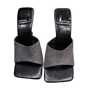 Jeffrey Campbell Glitzed Square-Toe Sandals